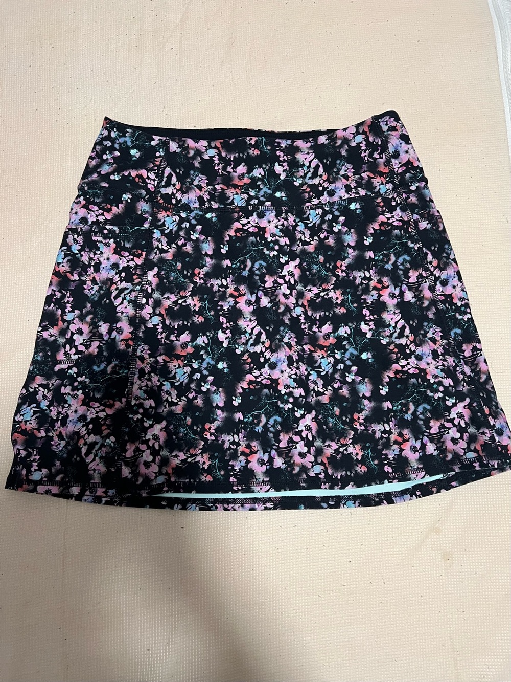 Skechers Black Floral Mini Skirt with Pink Accents
